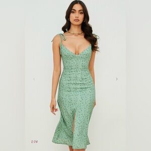 House of CB - ‘Cornelia’ Green Tonal Floral Midi Dress